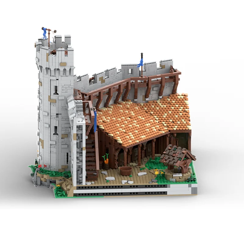 Medieval Castle Model MOC Building Bricks Stables, Well And Outer Wall Modular Technology Gifts Holiday Assemble Toys Suit