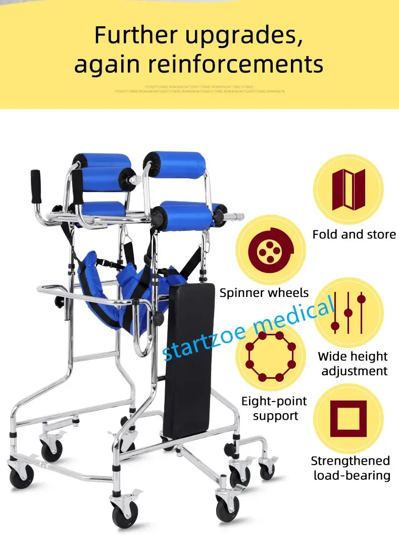

Upright Rollator Walker Stand Up Walker with 8 Wheels Anti-tilt Wheels hemiplegia walker stand frame with seat