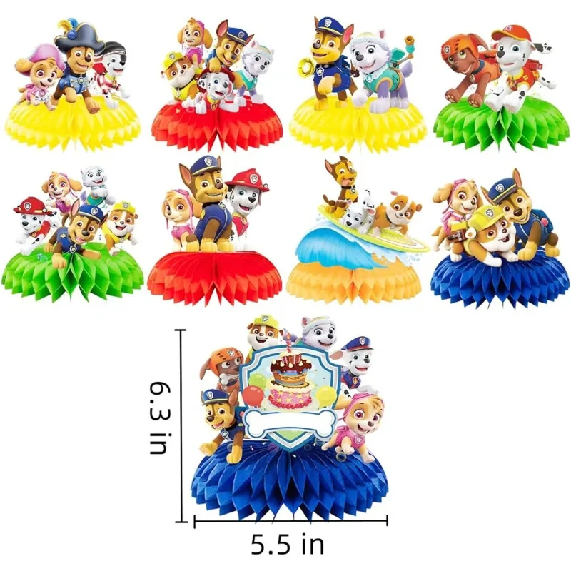 9PCS Paw Patrol Chase Honeycomb Desktop Decor Jungle Birthday Party Table Toppers Decor Kids Baby Shower Birthday Party Supplies