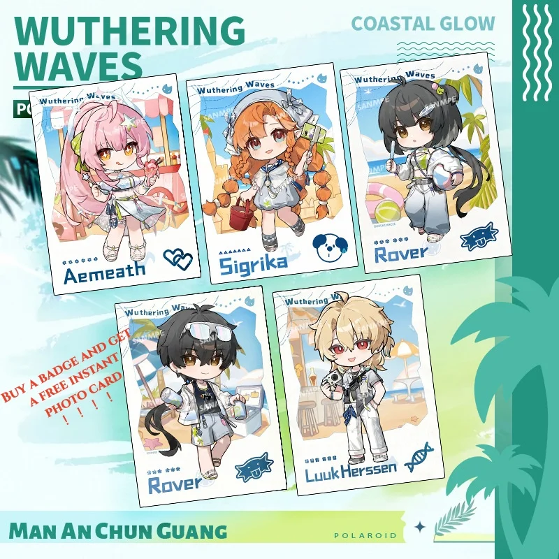 New Wuthering Waves Summer Festival Laser Brooch Aemeath Rover Badge Pin Cartoon Anime Game Cosplay Jewelry Cute Gift