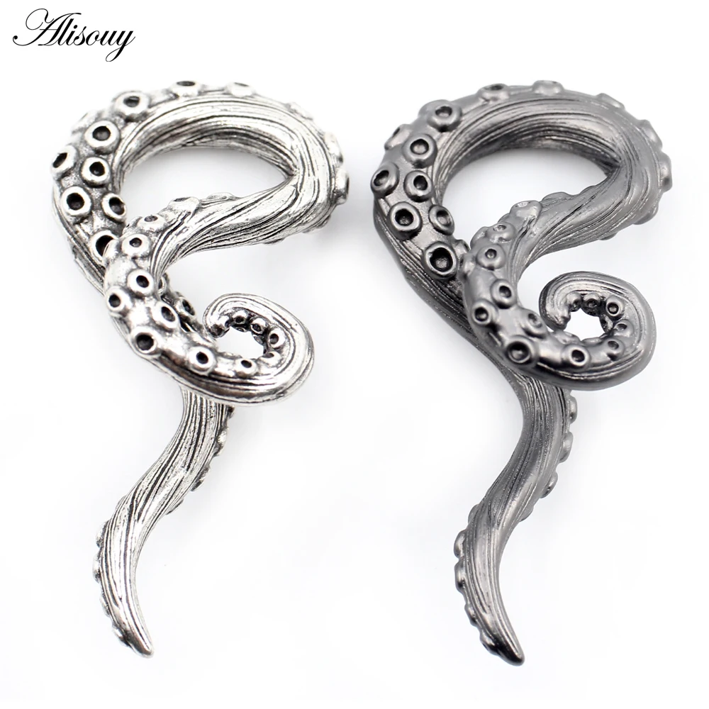 Alisouy 2PCS Copper Octopus Ear Weights Plugs Tunnels Spiral Taper Cartilage Earrings Gauges Expander Stretcher Piercing Jewelry