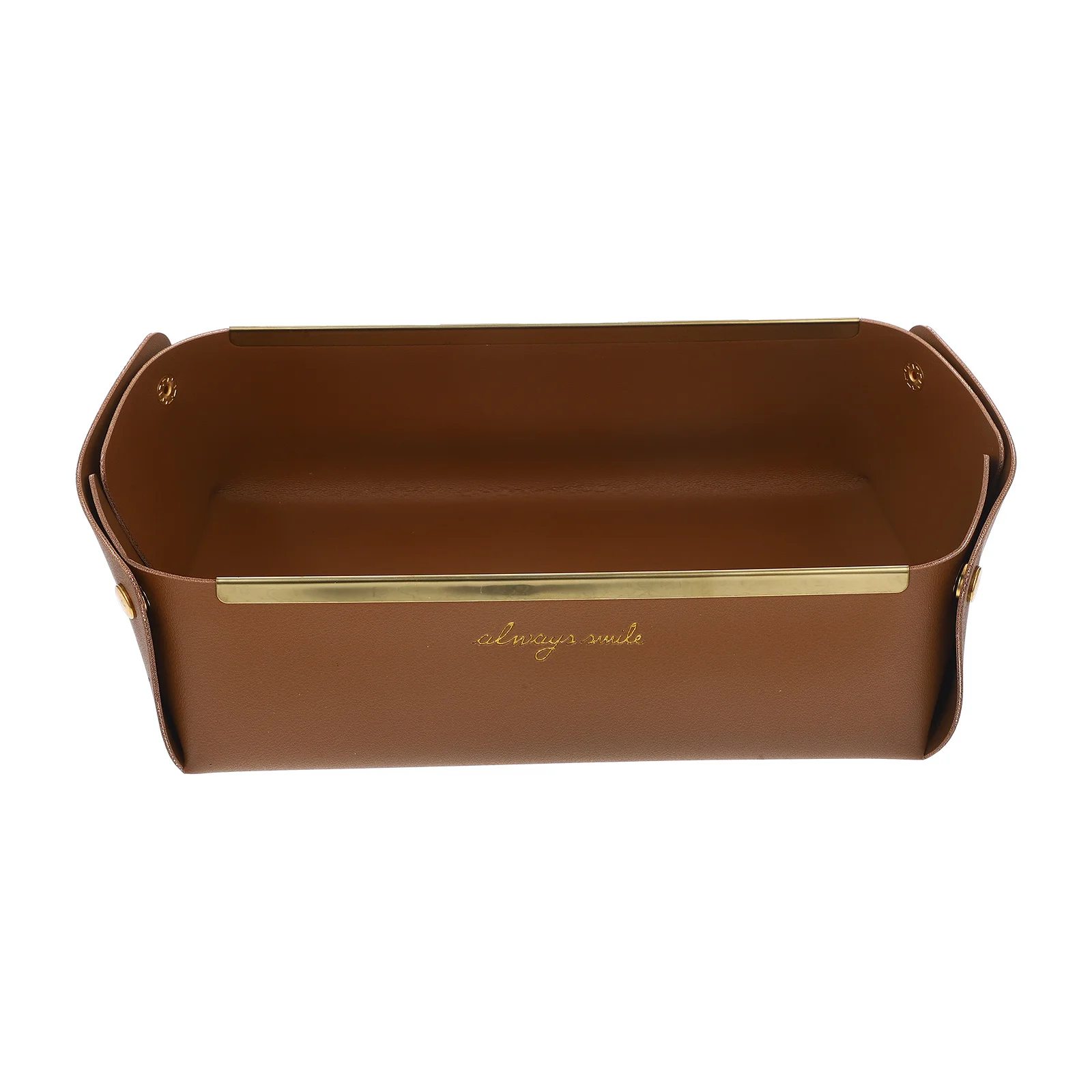 

Gold-edged Storage Box Jewelry Tray Small Brown Size PU Material Bedroom Hallway Organizer Key Holder Earring Display