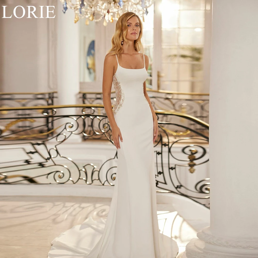 

LORIE Elegant Wedding Dress Spaghetti Straps Lace Appliques Beading Mermaid Bride Prom Gown Backless 2024 Bridal Gown Customized