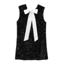 Fashion Back Bow Sequin Mini Dress For Women Shining Chic Sleeveless O-neck Evening Party Dresses New In Lady Christmas Vestidos