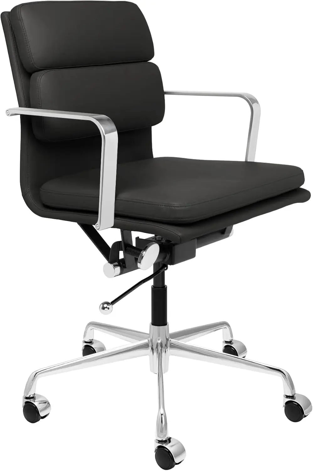 Laura Davidson Furniture Soho Ii Padded Management Office Chair - Mid Back Desk Chair With Arm Rest, Swivel & Cushion