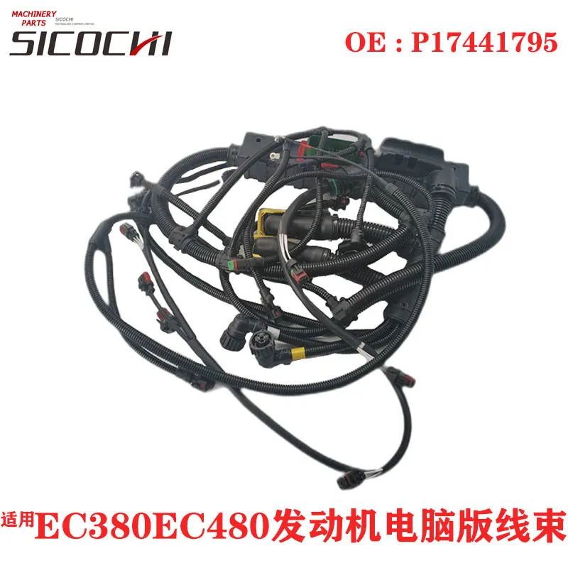 The excavator parts are suitable for EC380 and EC480 engine computer wiring harness power connection wires P17441795