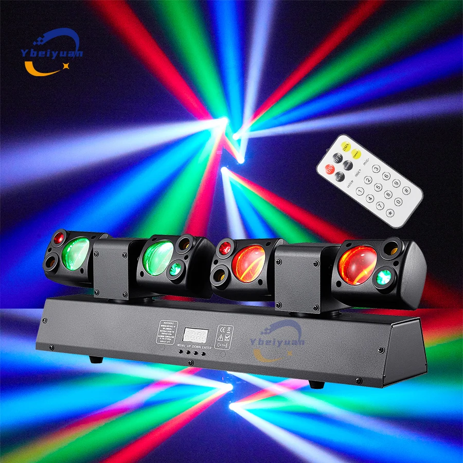 

LED 80W Dual-Head Moving Head Beam Light Red/Green Laser Yellow Flash DMX512 Remote Control DJ Disco Party Stage Effect Light