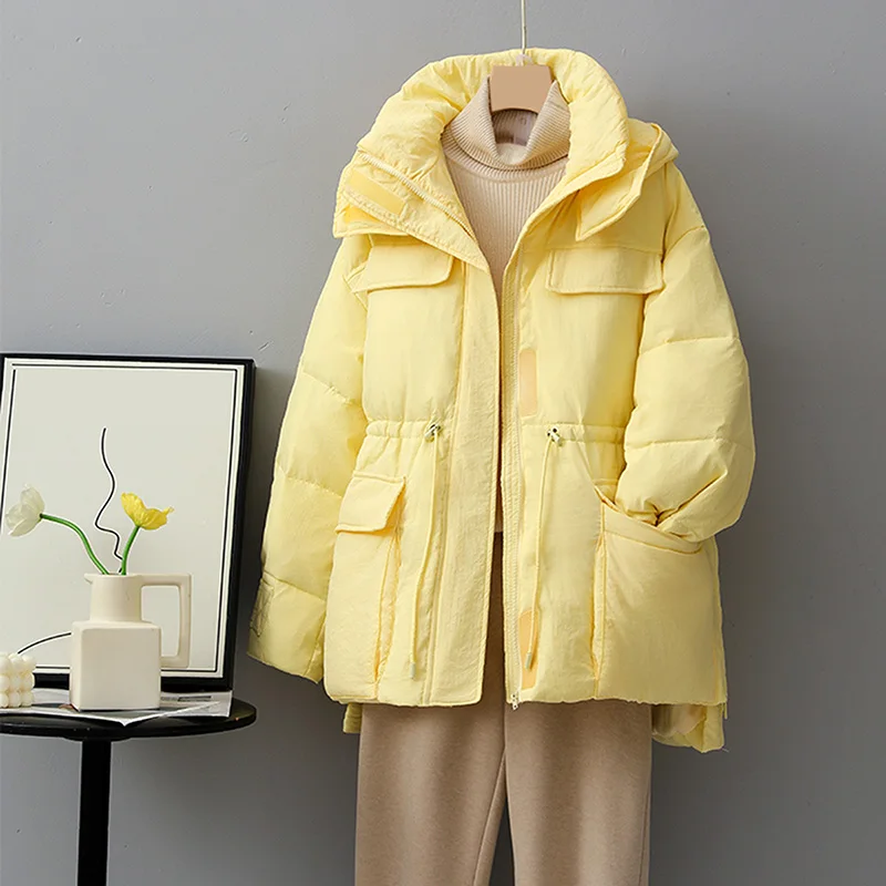 Đen Xuống Áo Khoác Nữ Thời Trang Có Mũ Áo Khoác Ấm Casual Nữ Parkas Nữ Xuống Áo Khoác Mùa Thu Và Mùa Đông