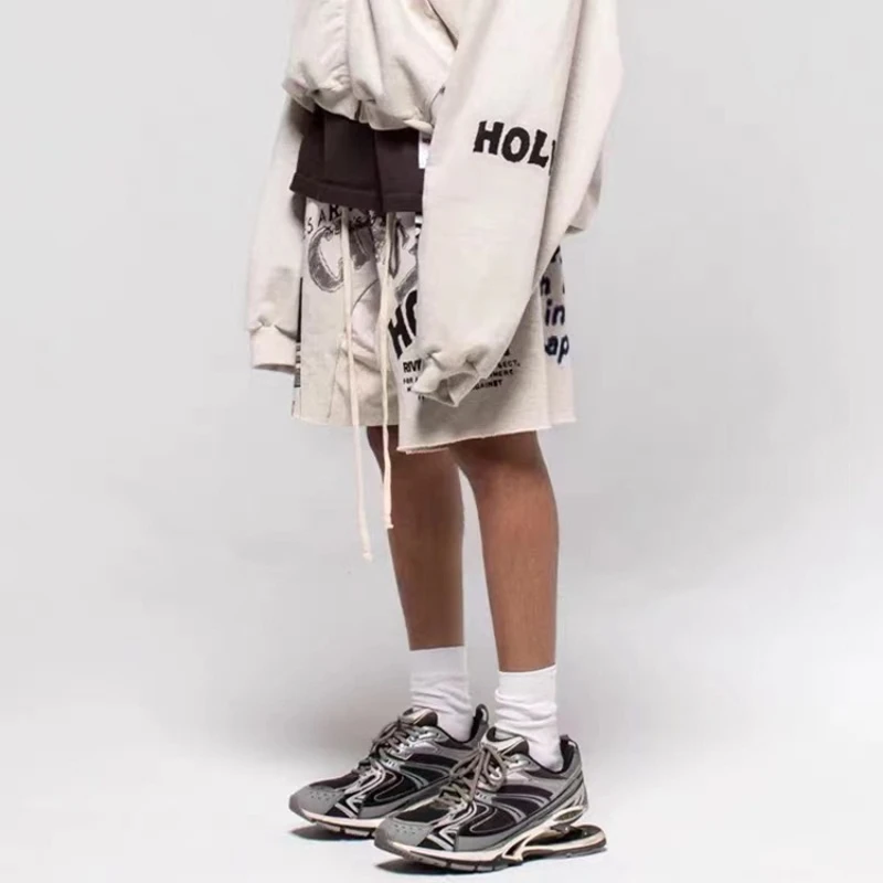 25SS Fashion RRR123 Drawstring Shorts Retro High Street Letter Printed Sports Drawstring Five Pants for Men and Women