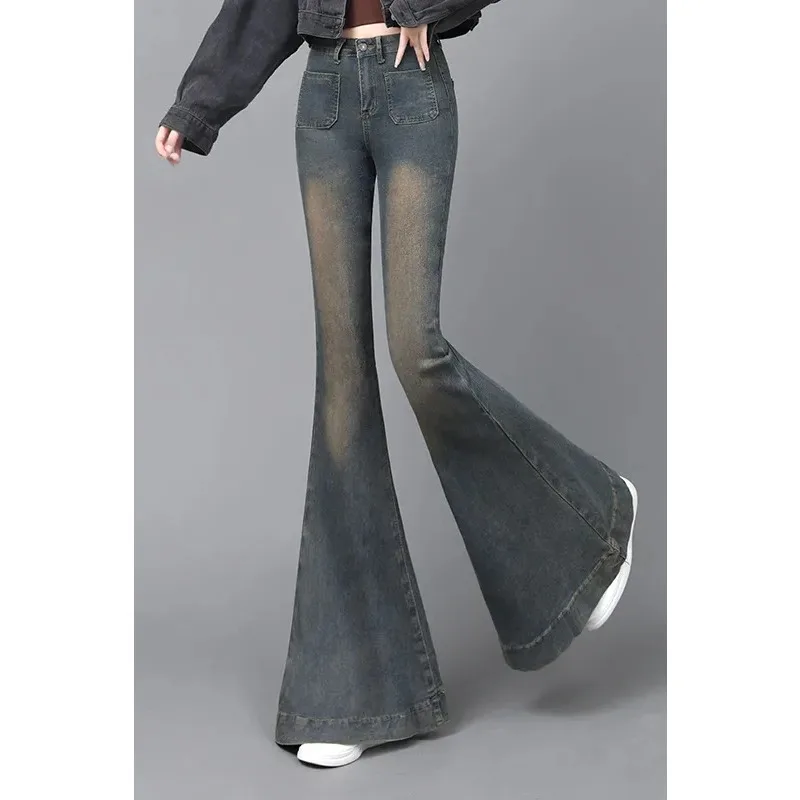 

Белые расклешенные джинсы с высокой талией для женщин осень-зима, утепленные бархатные универсальные брюки для похудения и уменьшения ног