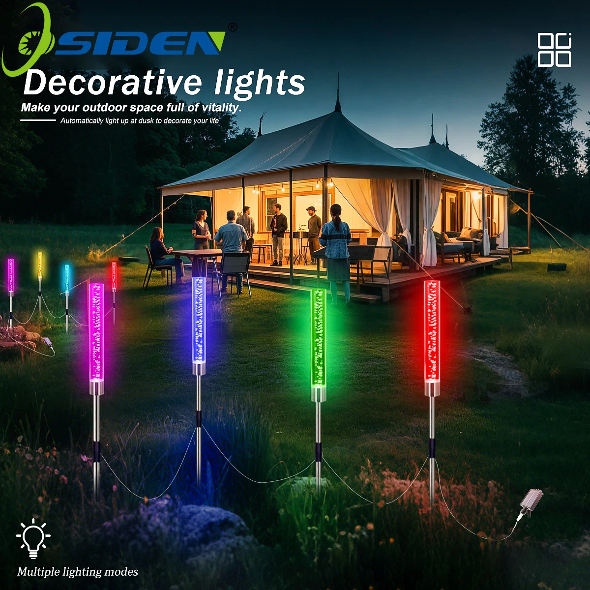 

4PCS Solar Garden Lights Decoration Color Changing solar LandscapePath Lights RGB Solar PathGarden Stake Lights Patio Lawn Decor