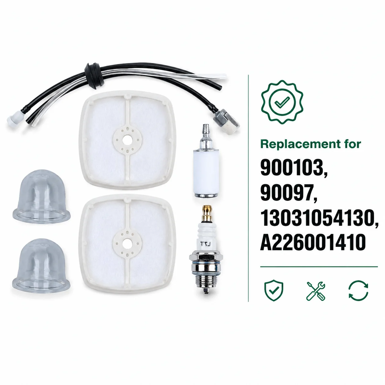 Tune-Up-Kit, Luftfilter, Kraftstofffilter, Zündkerze, Primerbirne, Kraftstoffleitung für Echo GT-200 GT-225 HC-150 HC-160 900103 90097 A226001410