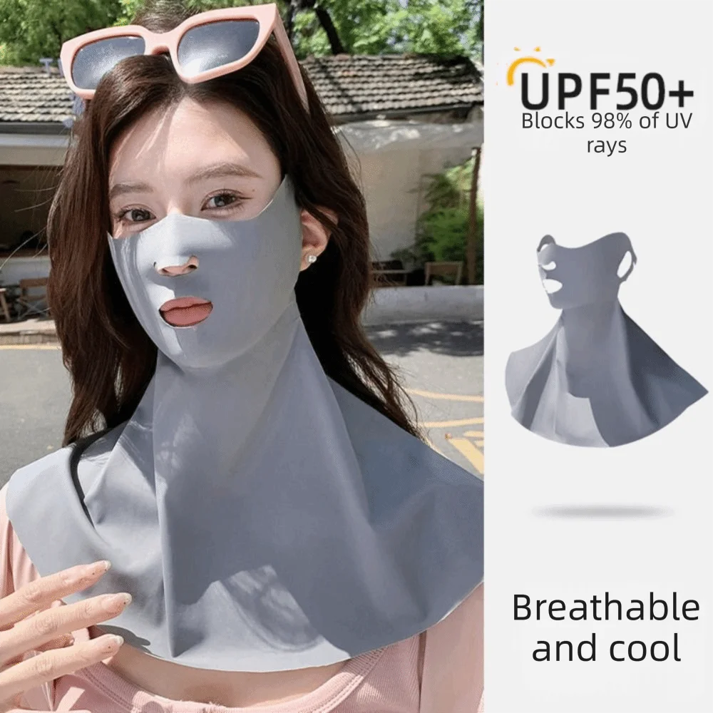 Adjustable Breathable Sun Protection Mask Elastic Solid Color Face Guard Mask UV Protective Cooling Sunscreen Mask Summer