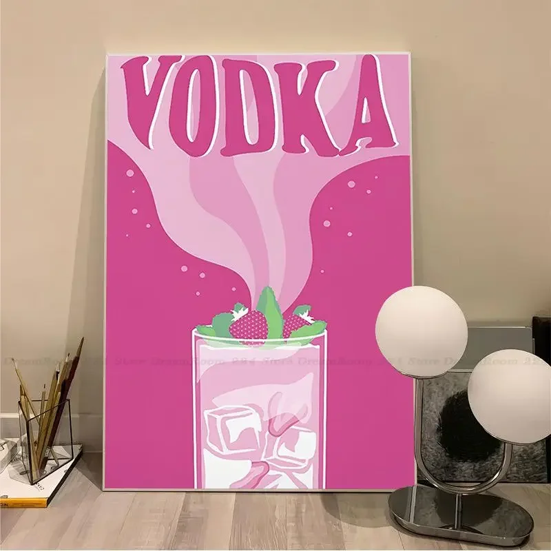 Cartoon Fruit Juice DIY Sticky Poster Retro Kraft Paper Sticker DIY Room Bar Cafe Stickers Wall Painting