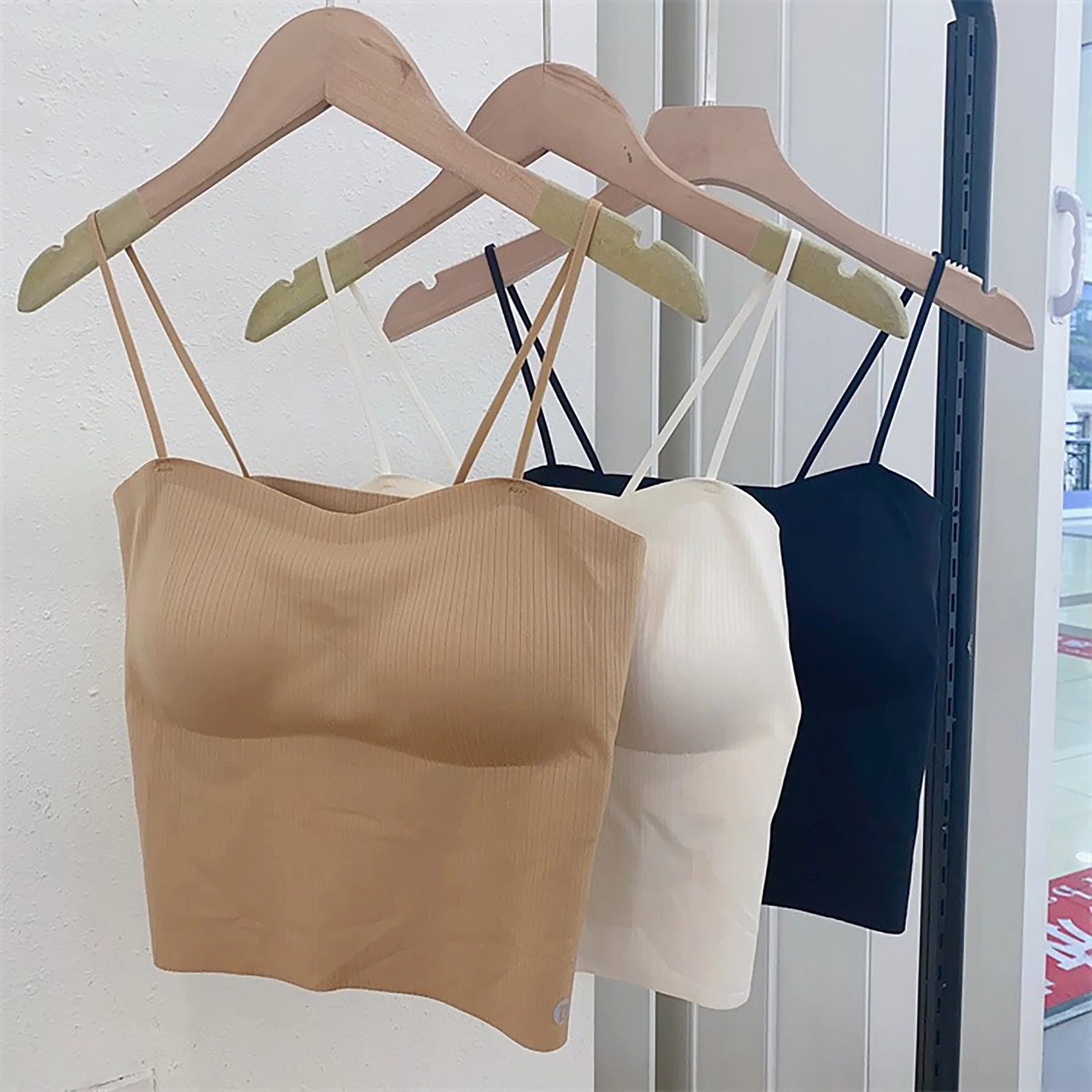 Spring Summer Sleepwear Seamless Versatile Suspender Underwear Chest Pad Integrated Bra Vest Women One Piece Pajamas Top