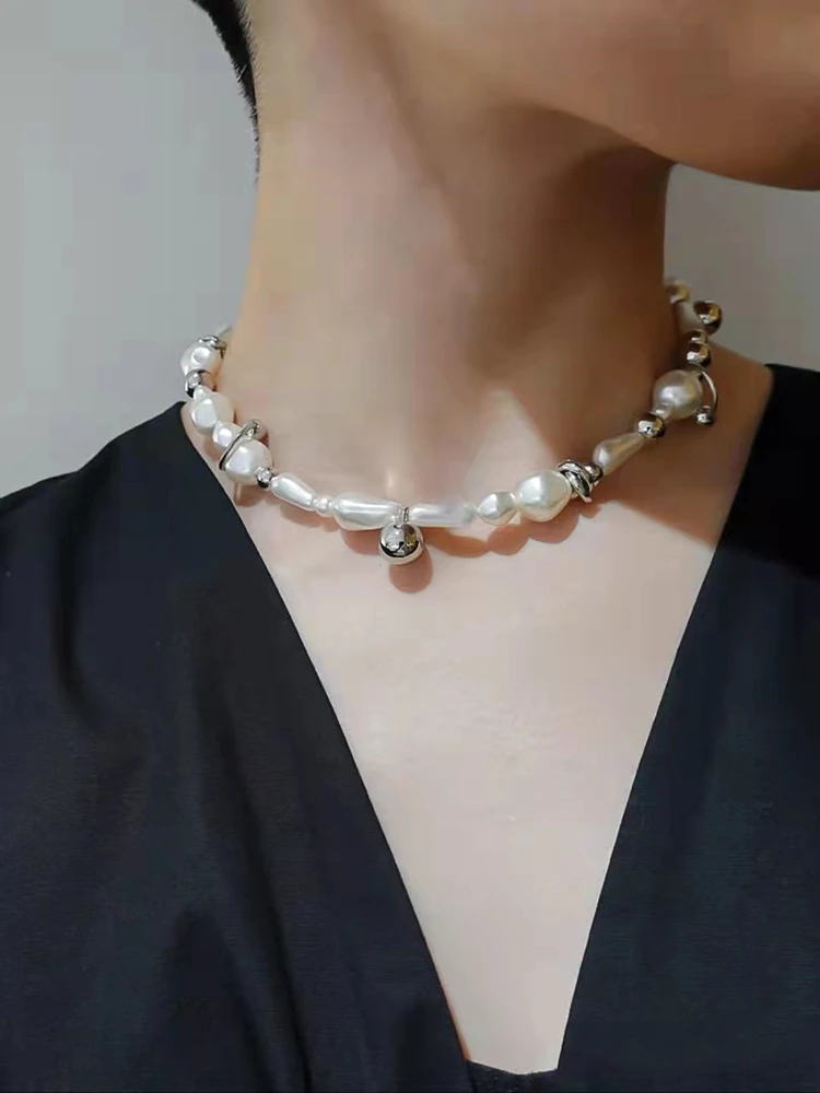 kshmir New imitation pearl necklace. Simple and fashionable splicing. Women\'s jewelry decoration jewelry. Charm necklace. Bi