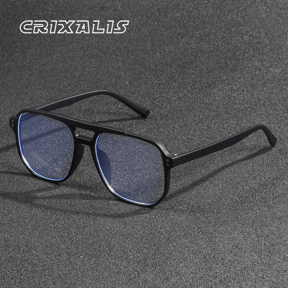 CRIXALIS Vintage Männer Frauen Große Anti Blaues Licht Gläser Marke Designer Unisex Dekoration Gläser Schwarz Rahmen Computer Gläser