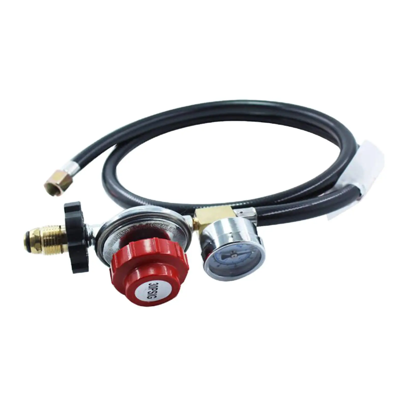 High Pressure Adjustable Gas Regulator with Gauge Braided Hose for Outdoor BBQ Gas Burner Grill Cooker Heater