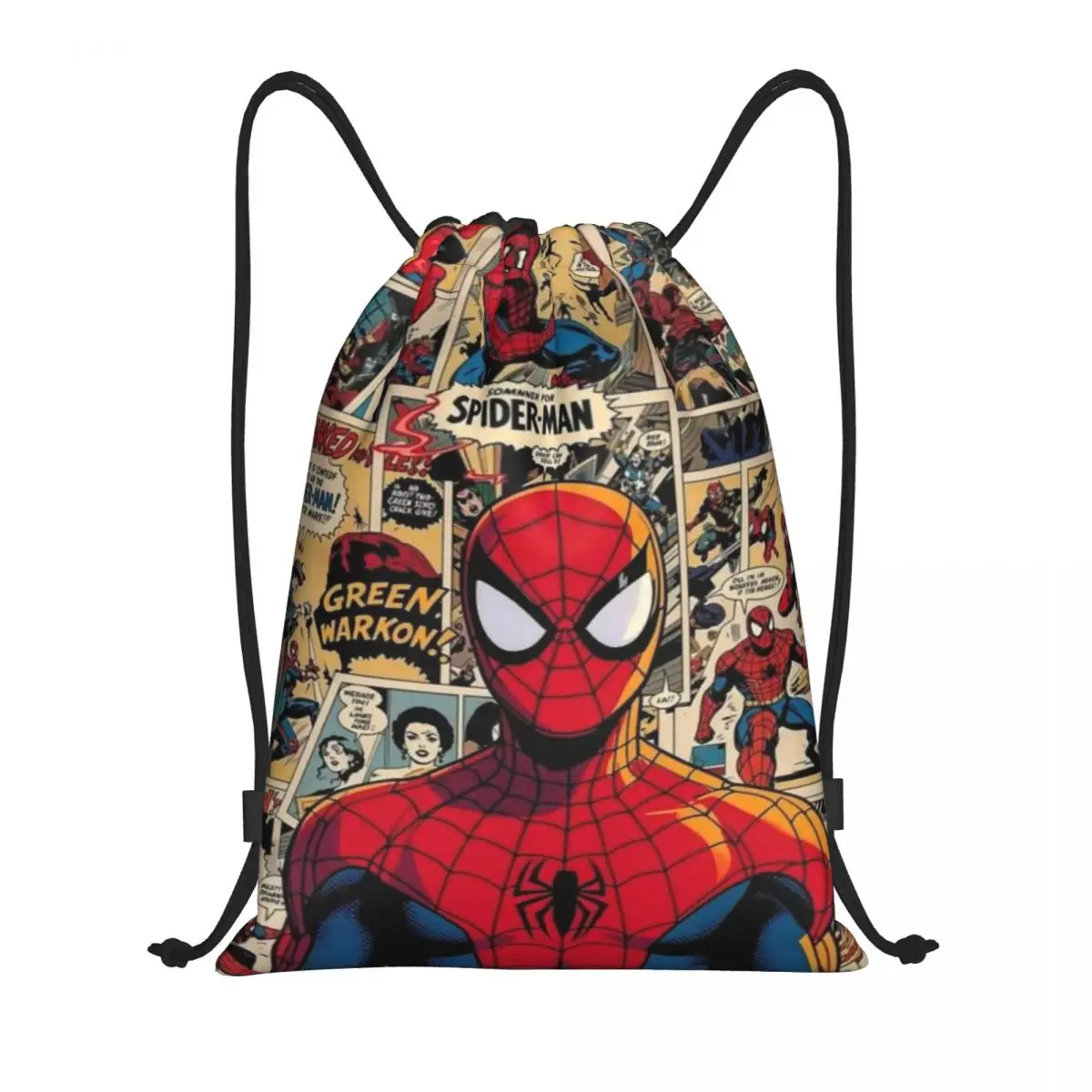 

Сумка на шнурке Marvel, рюкзак-мешок на шнурке с изображением Человека-паука, регулируемый рюкзак-мешок на шнурке, сумка для хранения вещей в стиле Мстителей