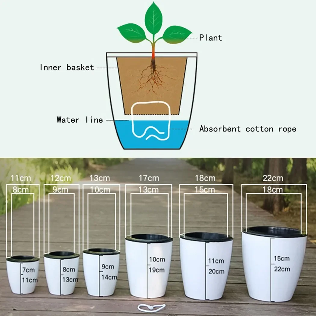 Lazy Flower Pot Flowerpot Plastic Self Watering Plant Pot Imitation Porcelain Series Garden Plant Hydroponi-c Plastic Flowerpot