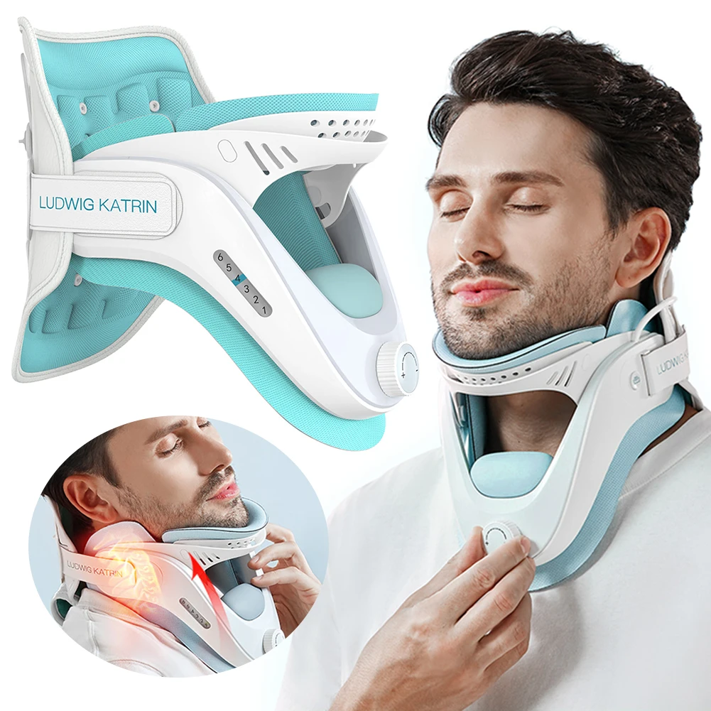 Cervical Neck Traction Device Adjustable Neck and Shoulder Relaxer with Airbag Support Gifts for Men/Women/Dad/Mom/Him/Her