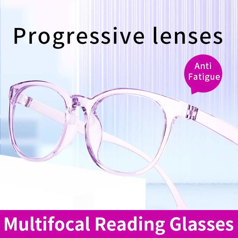 

Progressive Ultralight Reading Glasses for Women, Multifocal Blue Light Blocking Lens, Lightweight TR90 Anti Glare/Eyestrain