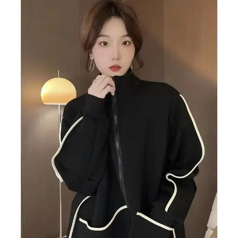 Felpe da donna Top manica lunga cerniera invernale tendenza abbigliamento semplice unisex girocollo modello Harajuku coppia punk rock da donna