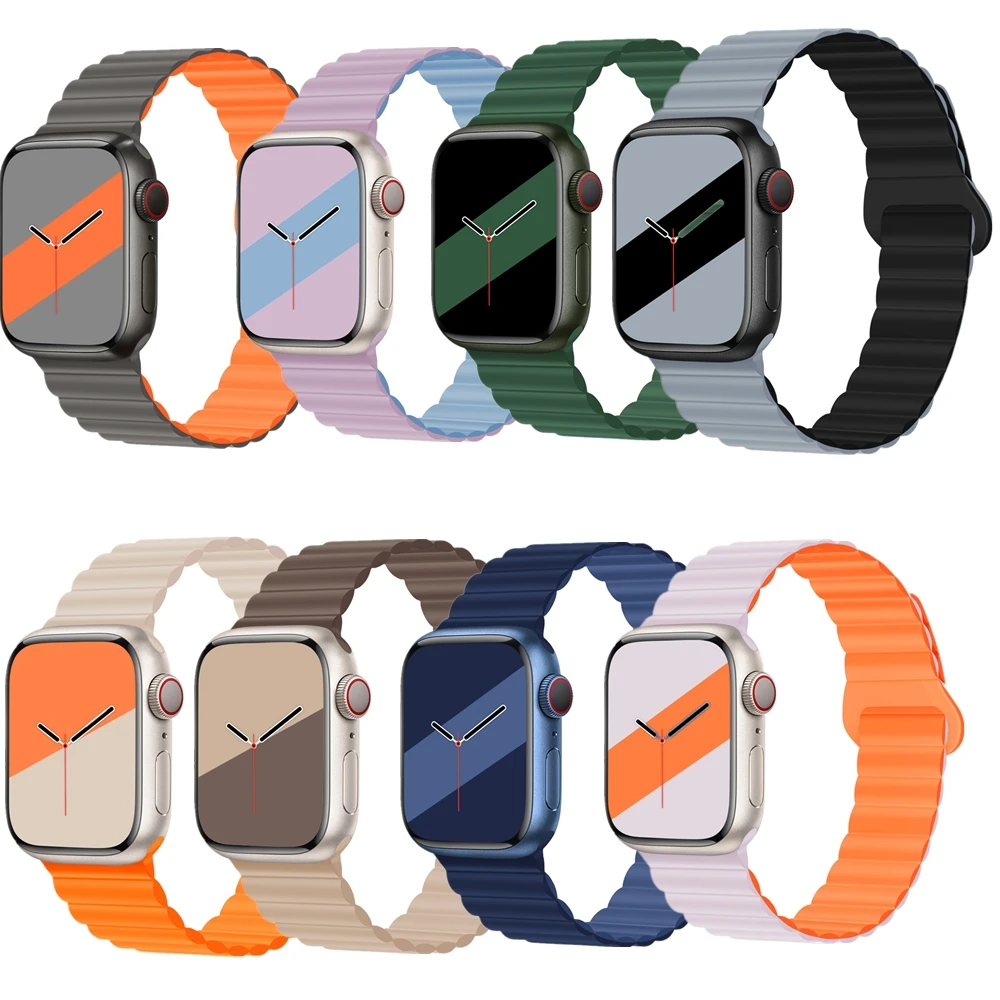 Fashion Magnet Silicone Band for Apple Watch Series Ultra/8/7/6/5/4/3/SE 41 45 49mm IWatch Strap 40 44 42mm Watch Accessories