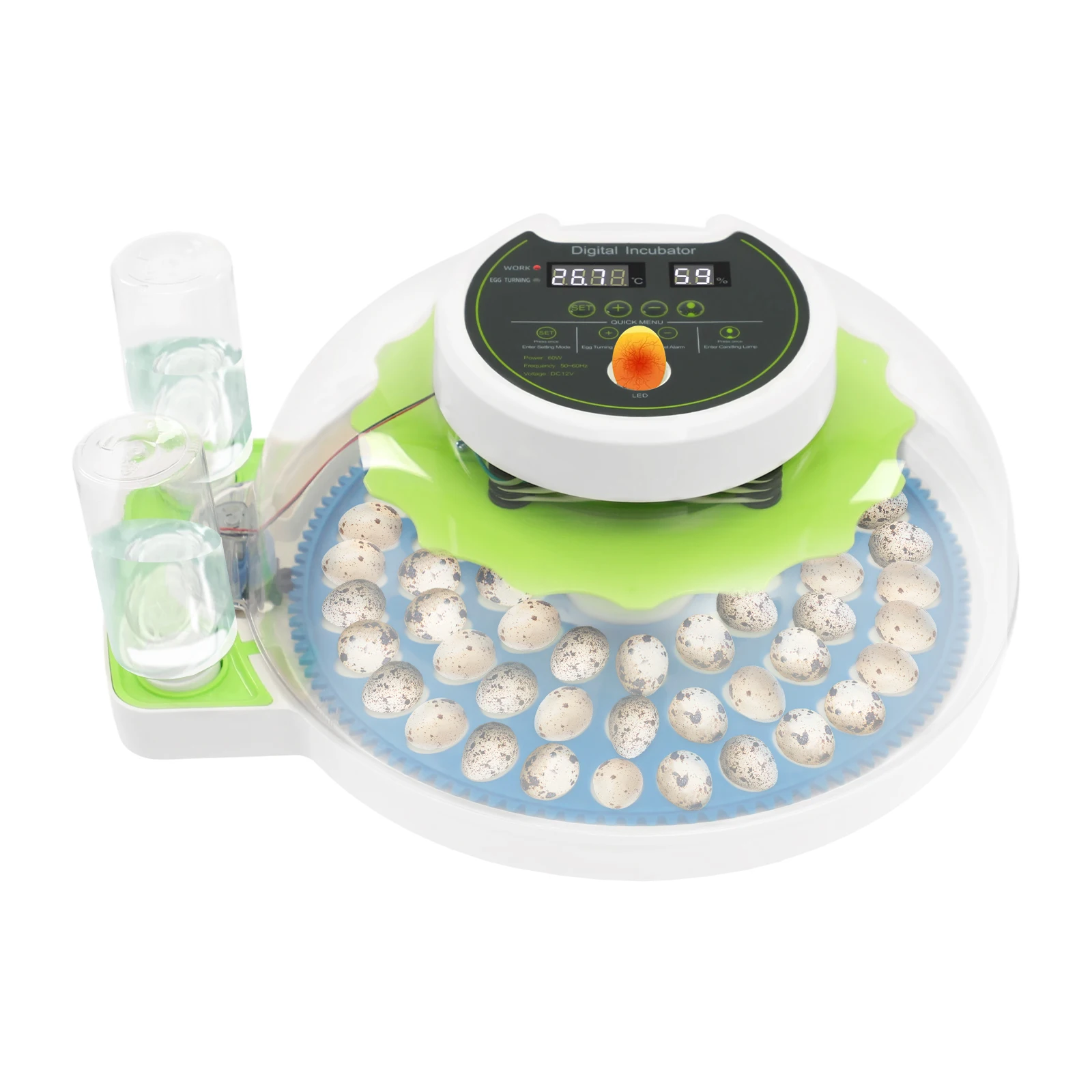 For 60 Quail Eggs Green +Blue Round ABS Quail Egg Incubator Poultry Quail Incubator with LED Screen - view 5
