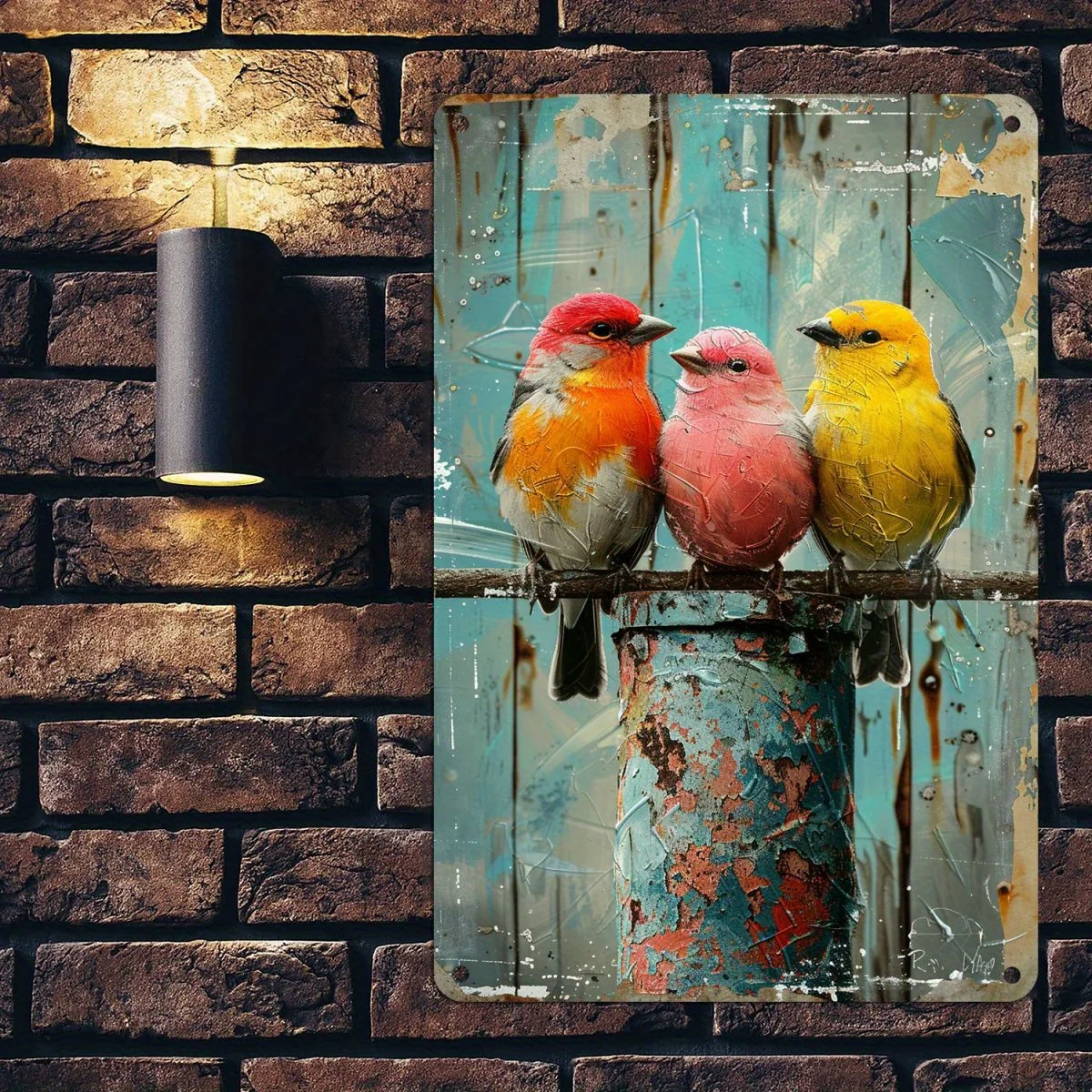 Arte de pared de Metal con pájaros Vintage, letrero de hierro resistente a la intemperie para el hogar, cocina, Club, cafetería, decoración de pared fácil de instalar con agujeros, 1 ud.