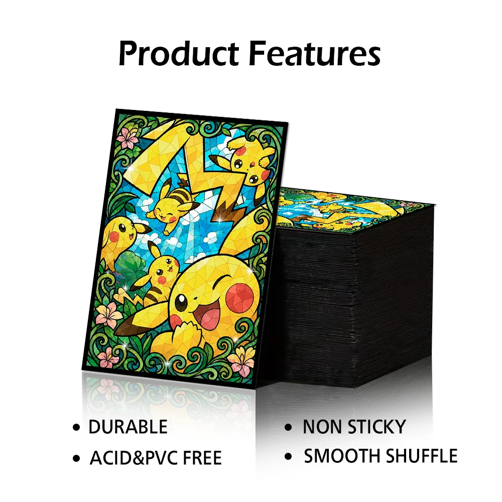 60PCS 66×91mm Pikacu Anime Card Sleeves for MGT Top Loading Board Game Inner Card Protector Compatible with TCG/PTCG