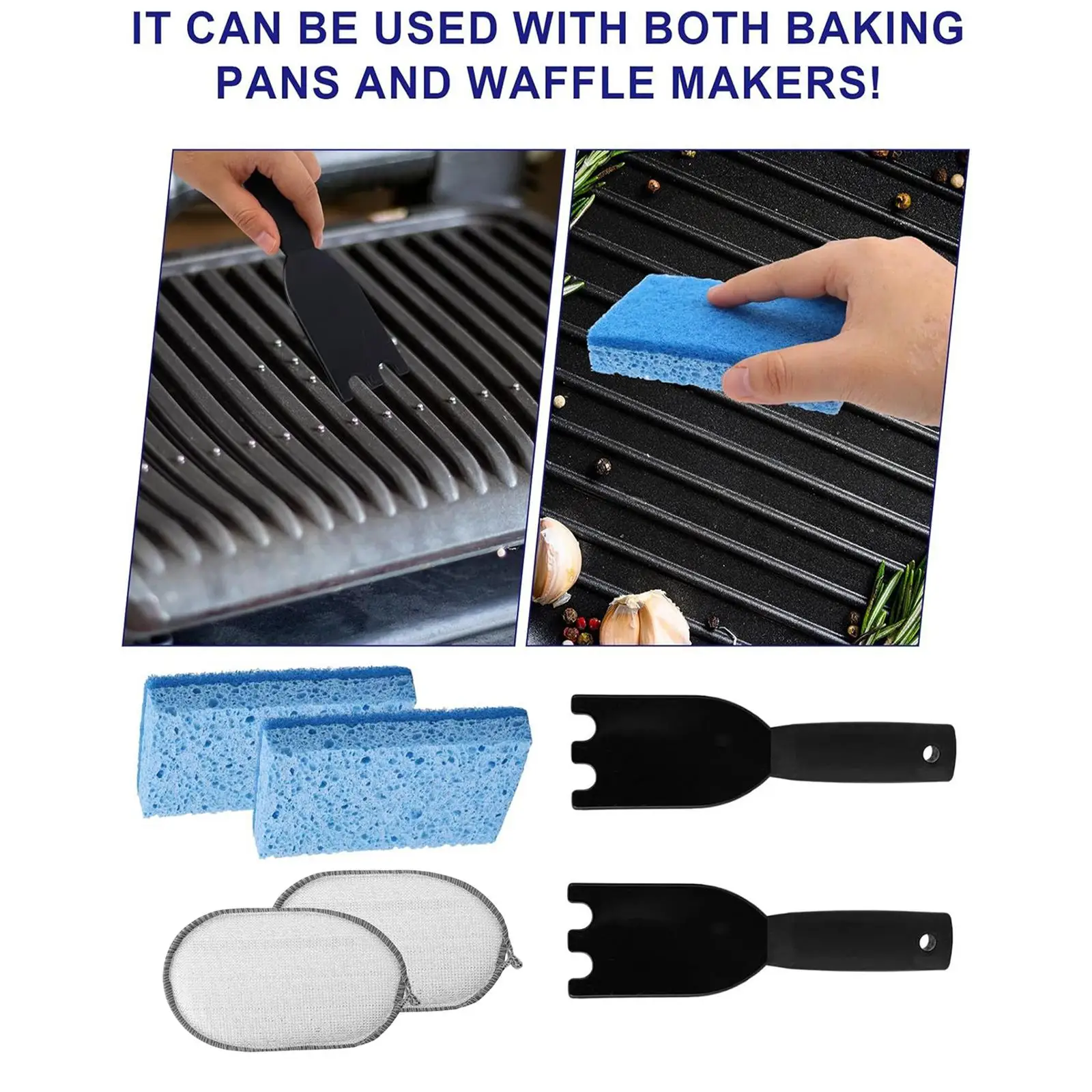Grill Cleaning Sponge Scrap Set Accessories Efficient Versatile Scrub Pad for Dishes Pans Countertops Cookware Plates
