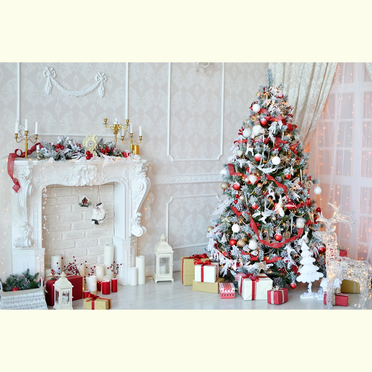 

Christmas Tree Balloon Background Cloth Photo Backdrop Durable Seamless Christmas Backdrops for Photography Scene