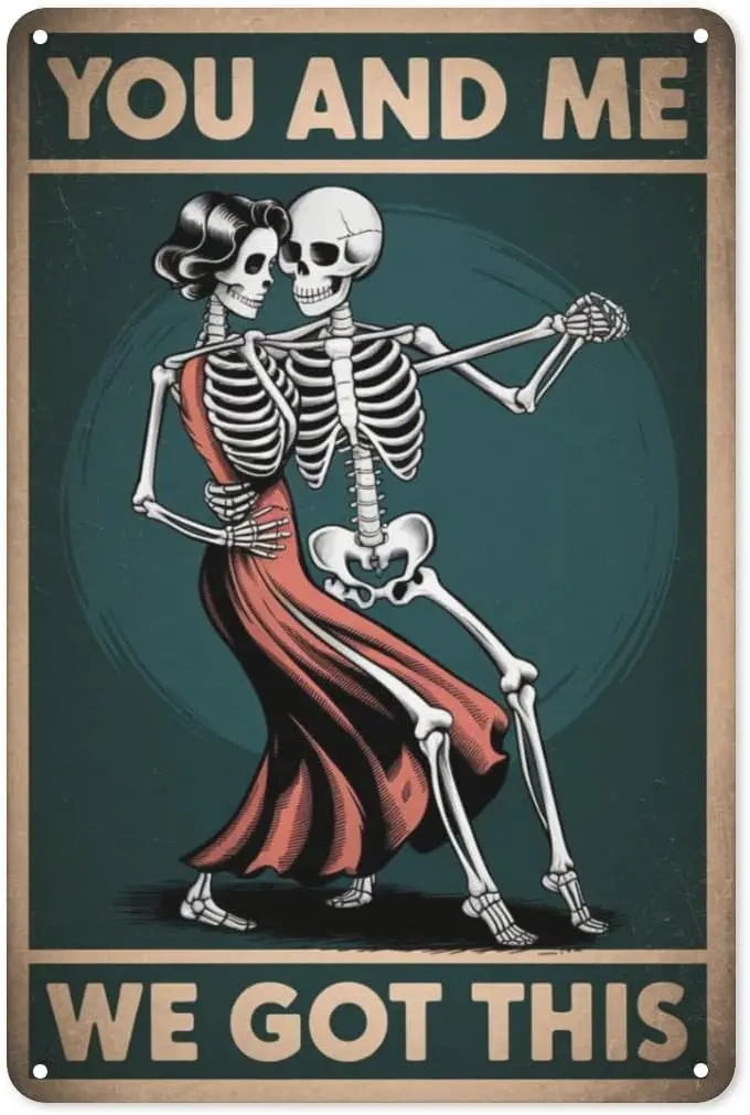 Gothic Romance Tin Sign 8X12IN Punk Metal Wall Art for Bedroom, Altar & Rock n Roll Couple Gift sign