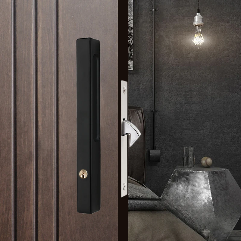 Bathroom pan hidden door lock modern minimalist sliding door lock Nordic kitchen silent solid wood door lock