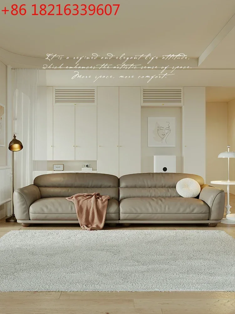 

Современный минималистичный дизайнерский кожаный диван TAO в стиле Imperial Concubine, серый, с наполнителем из пуха и пера, прямой формы