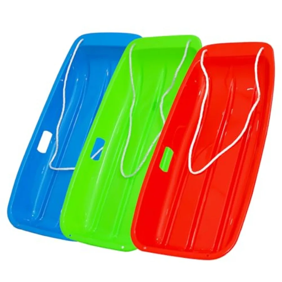 

's Snow Sled - Durable Cold-Resistant Toboggan with Reinforced Handles and Pull Rope Ideal for Ages 4+ - 34x17x4.3 Inches - 3pc