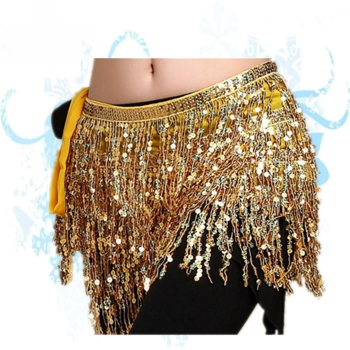 Indian Belly Dance Waist Chain Clothing Sequin Tassel Hip Scarf Dance Sexy and Agile Small Skirt