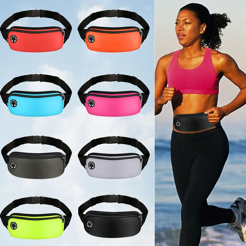 Riñonera deportiva para hombre y mujer, bolso de cintura para correr, para teléfono, negro, para gimnasio, accesorios para correr