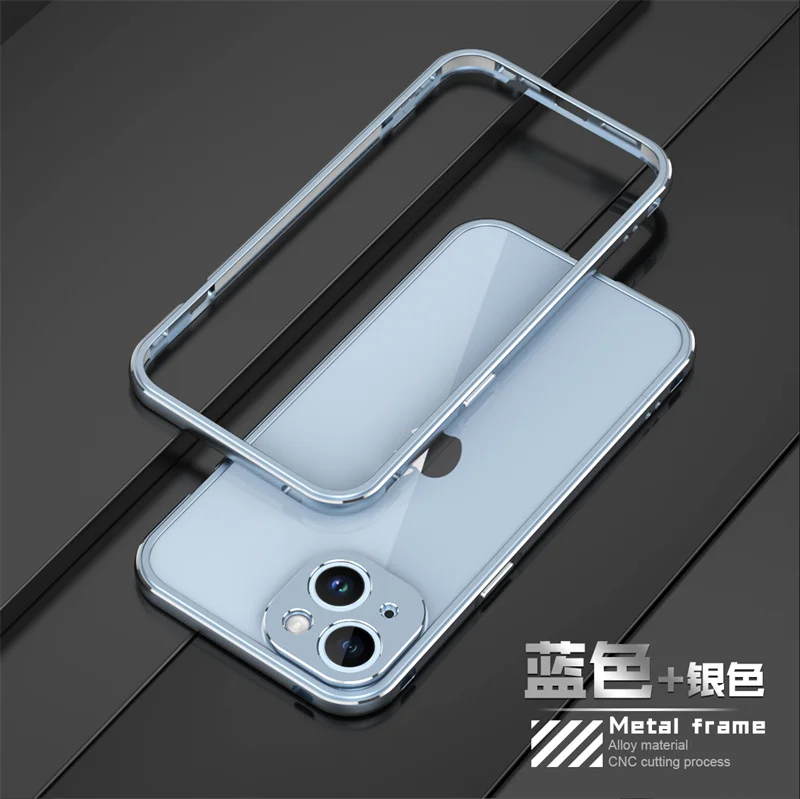 

For iPhone 14 Plus Bumper Ultra Thin Aluminum Metal Bumper Cover Case for iPhone 14 Plus 14Plus with Metal Camera Lens Protector