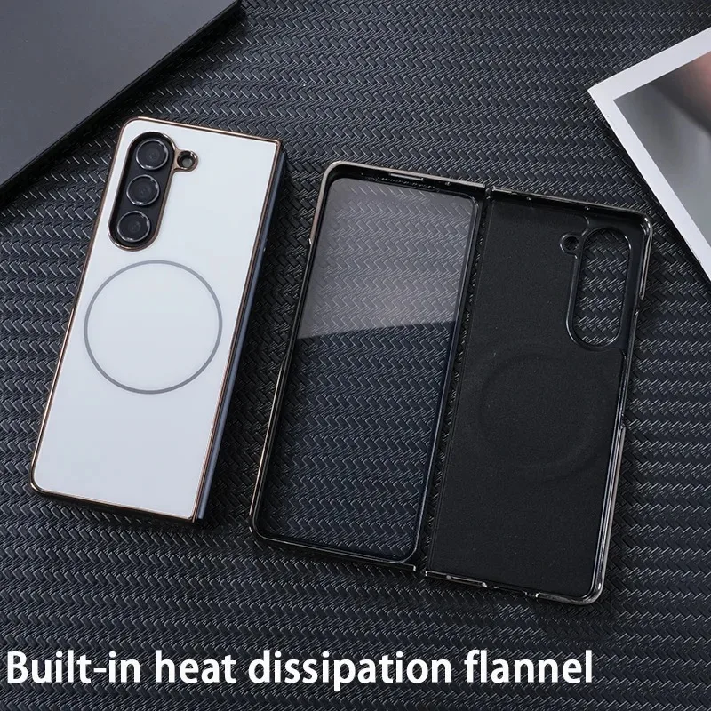 

Suitable For Samsung Galaxy Fold 7 6 5 4 3 electroplated phone case matte texture with film and magnetic