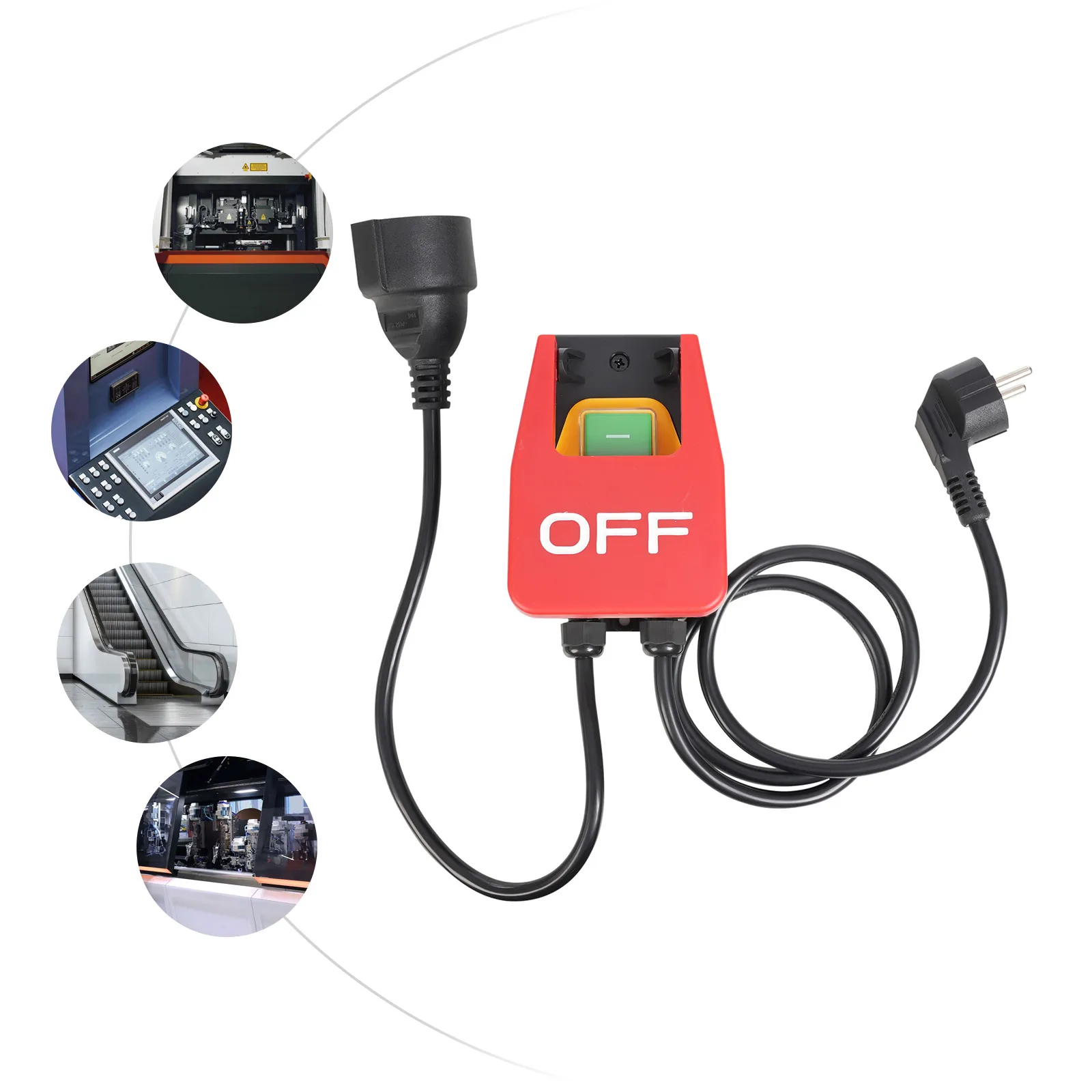 Interruttore di arresto di emergenza con design presa, 2000 W 16 A IP55 per macchinari da officina