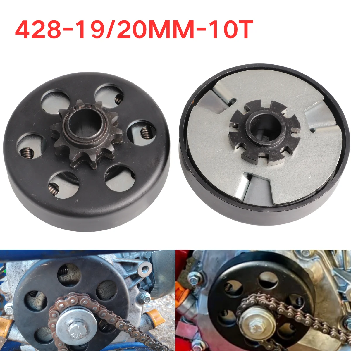 

Centrifugal Automatic Clutch 19mm 20mm 10T 428 Chain For Go Kart Karting Minibike Small Engine Replacement Parts