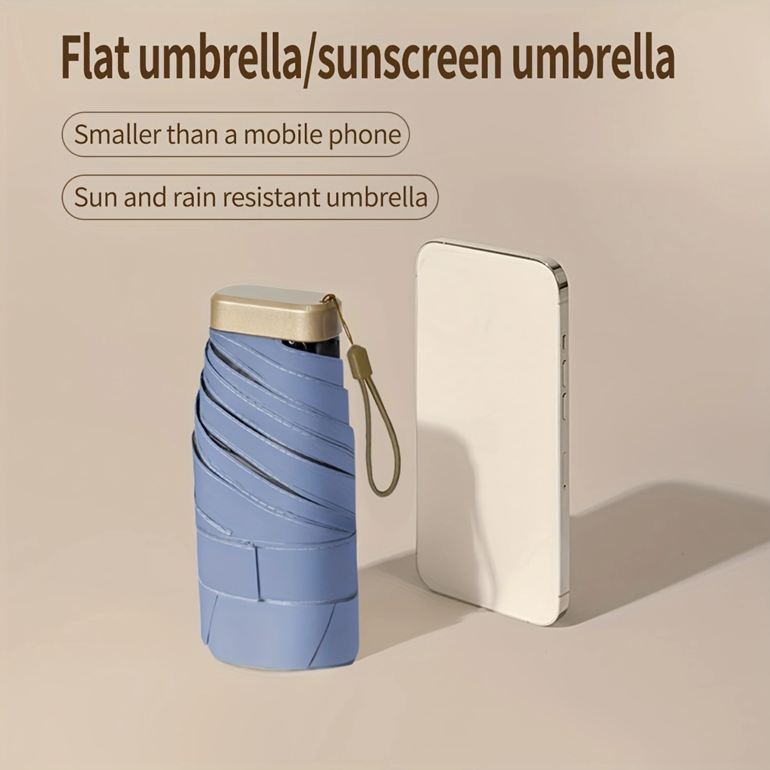 Mini Flat Pocket Sun Umbrella for Women, Small and Portable Umbrella for Sunny and Rainy Use, Ultra Light Pocket Mini Sunshade U