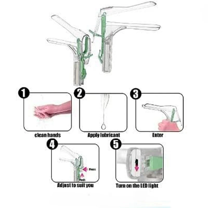 1 Piece Adjustable Illuminated Mirror Clear Clip Reusable Plastic Professional Speculum