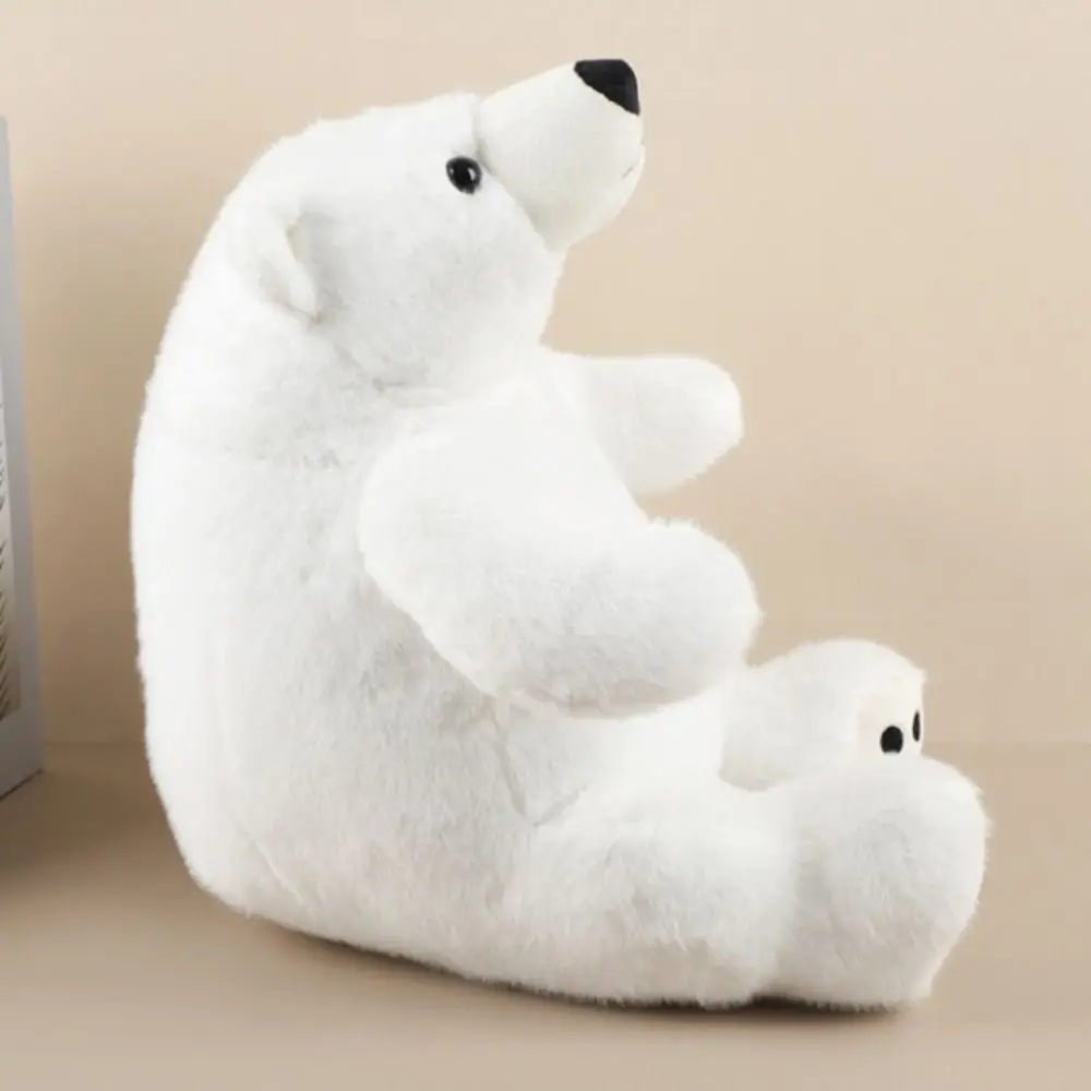 Pés grandes sentado urso polar brinquedo de pelúcia redondo barriga cachecol recheado urso polar boneca dos desenhos animados animal fofo boneca de pelúcia presente do miúdo