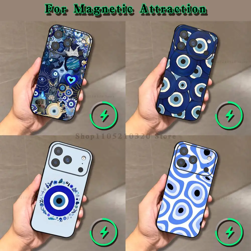 

Lucky Blue Evil Eye Phone Case For iPhone 17,16,15,14,13,12,11,Pro,Max,Plus,E,Air,Mini Magnetic Magsafe Frosted Clear