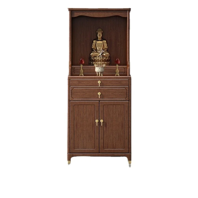 

CX New Chinese Style Solid Wood Buddha Niche with Door Altar Walnut Clothes Closet Household