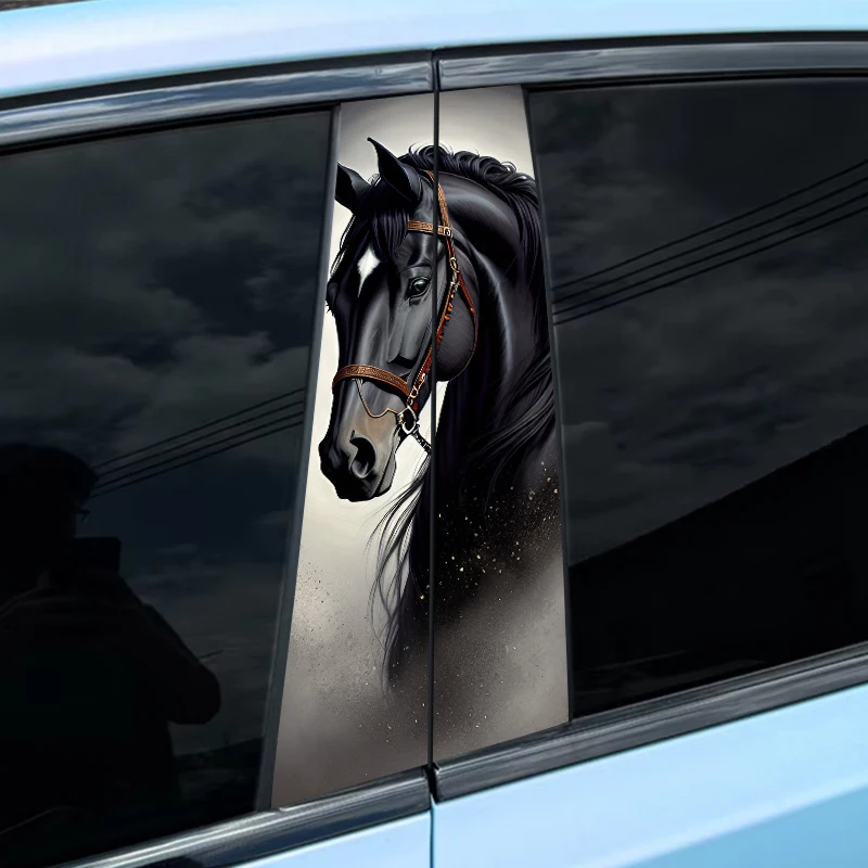 2pcs Running Horse Car Sticker Car B-Pillar Waterproof Decal Covering Scratches Car Vinyl Decal DIY Car Modded Styling Decal