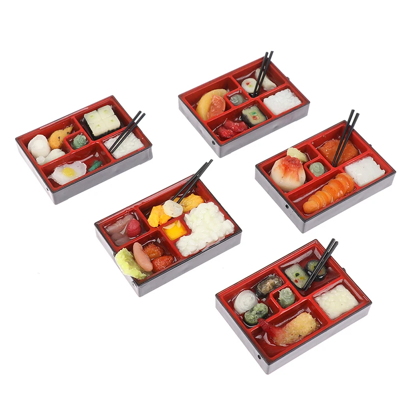 Caja de comida rápida japonesa, casa de muñecas 1:12, juego de Sake de arroz con palillos